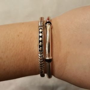 Pair of Silver and Black Bangle Bracelets